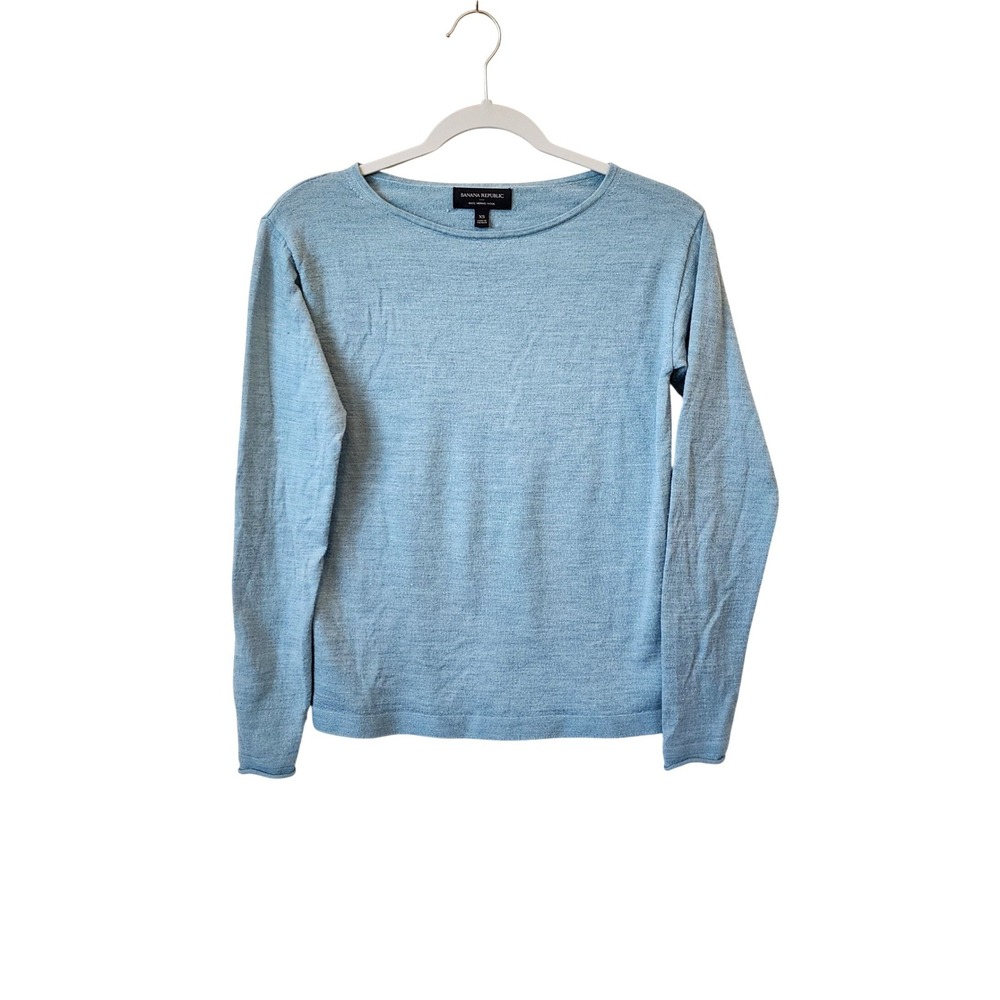 Banana Republic Womens Light Blue 100% Extra Fine Merino Wool Sweater XS